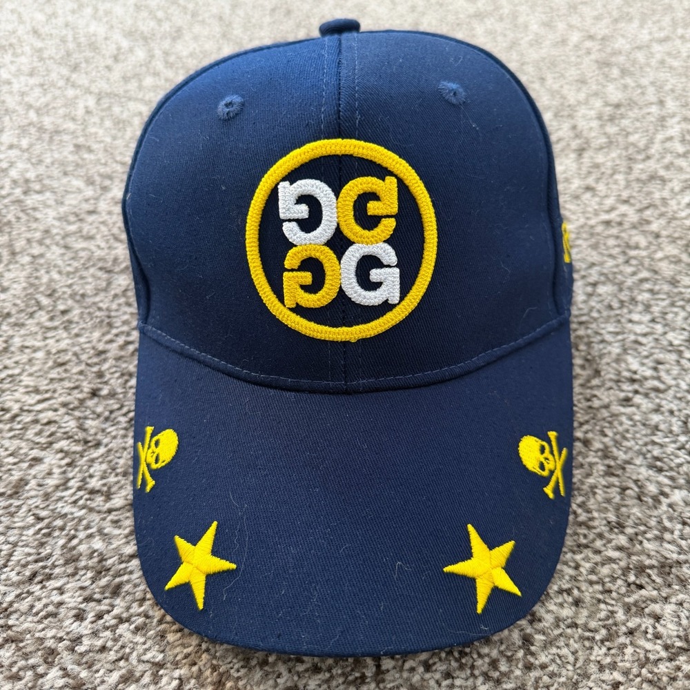 G/Fore Cap Golf Hat USA Stars Skull Blue Gold White